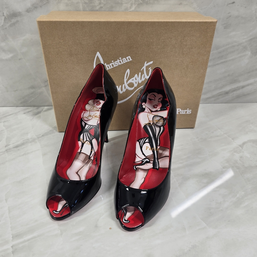 🔥Limited Edition🔥Christian Louboutin Black Peep-Toe Heels - Picture 4 of 13